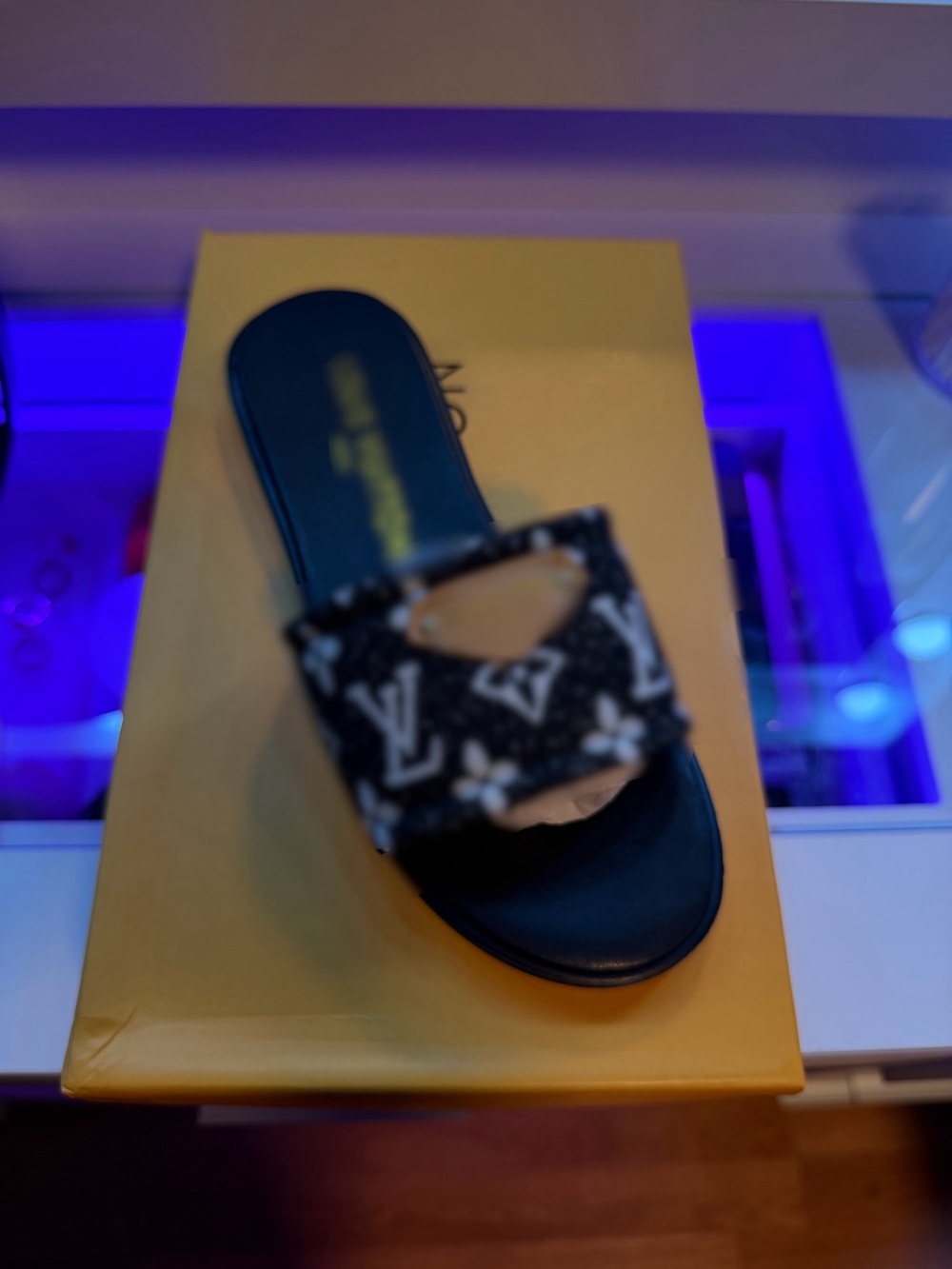 Black Logo-Print Slide Sandal